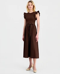 Anne Klein Women's Mixed Knit Woven Midi Dress