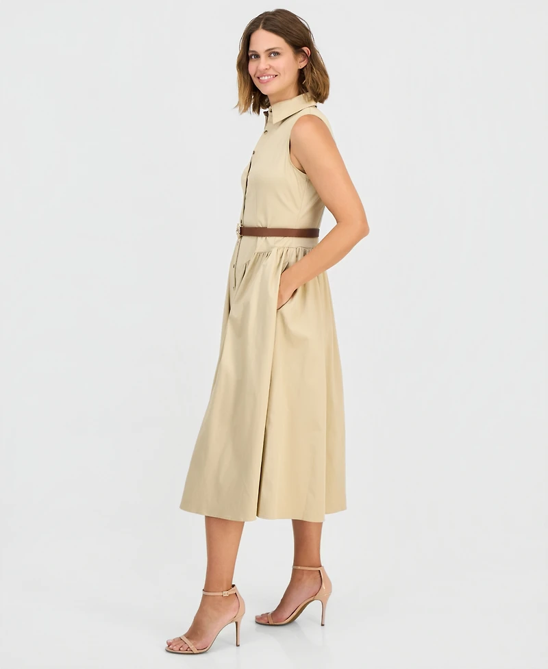 Anne Klein Women's Sleeveless Belted Shirtdress