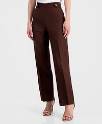 Anne Klein Women's Linen-Blend Pull On Wide-Leg Pants
