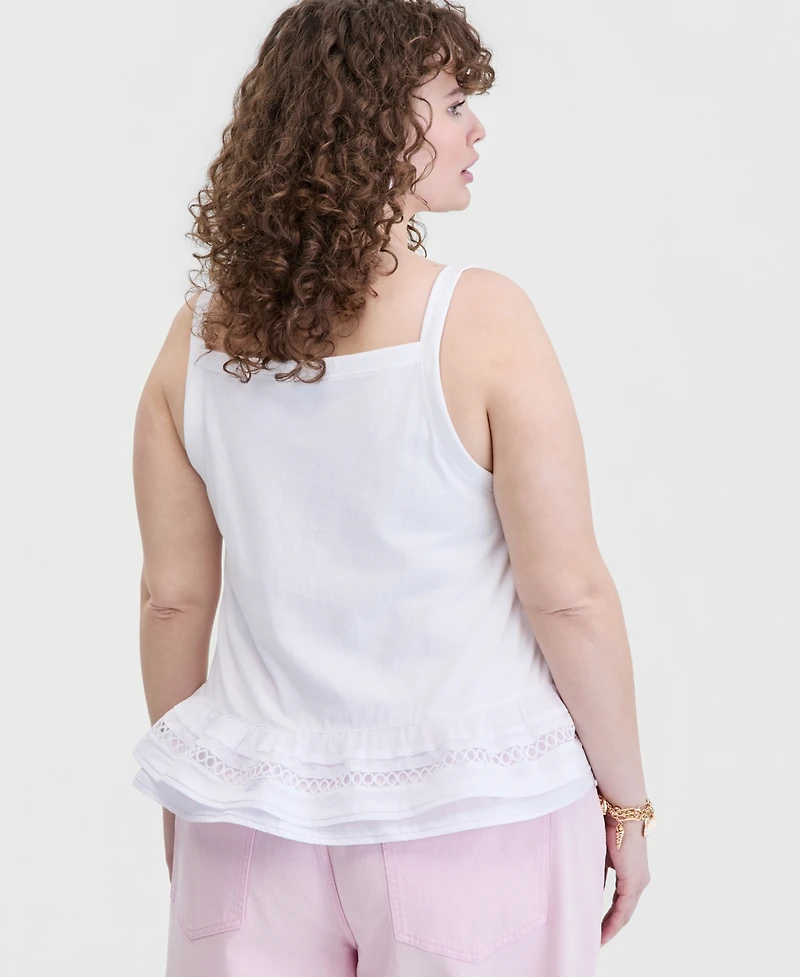 On 34th Trendy Plus Ruffle-Hem Square-Neck Tank, Macy's Exclusive
