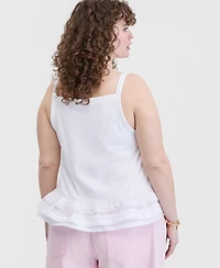 On 34th Trendy Plus Ruffle-Hem Square-Neck Tank, Macy's Exclusive