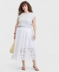 On 34th Trendy Plus Eyelet-Embroidered Midi Skirt, Macy's Exclusive