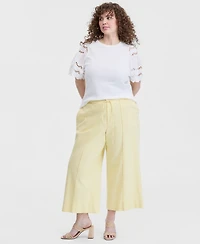 On 34th Trendy Plus Eyelet Puff-Sleeve Rib-Knit Top, Macy's Exclusive