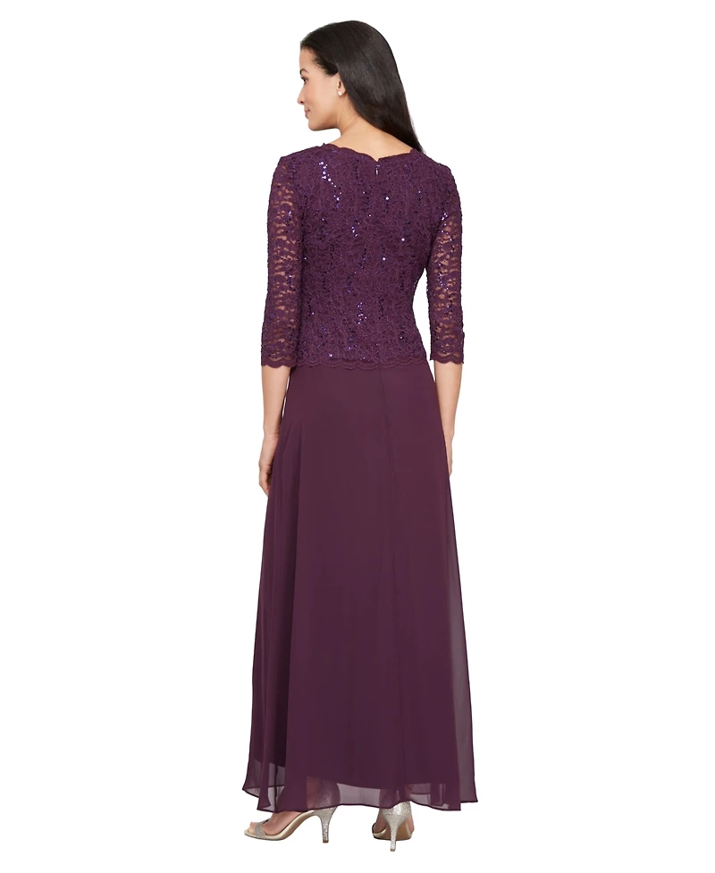 Alex Evenings Petite Sequin Lace Gown