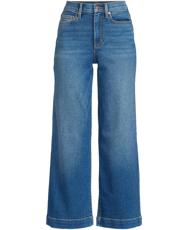 Lands' End Petite Recover Denim High Rise Wide Leg Crop Jeans