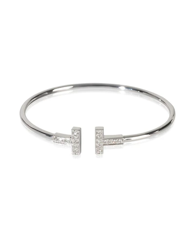Pre-Owned Tiffany & Co White Gold Diamond Tiffany T Wire Bracelet