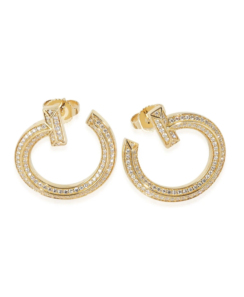 Pre-Owned Tiffany & Co Yellow Gold Diamond Tiffany T T1 Open Hoop Earrings