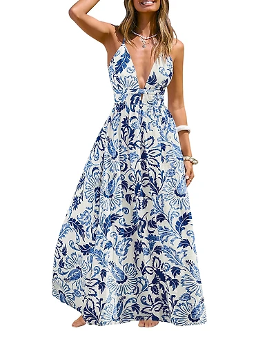 Cupshe Women's Sunset Basking Floral Maxi Beach Dress