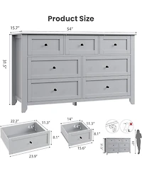 gaomon 7 Drawer Dresser for Bedroom, 54" Wide Large Dresser with Deep Drawers & Metal Knobs, Modern Wooden Chests of Drawers for Entryway, Hallway