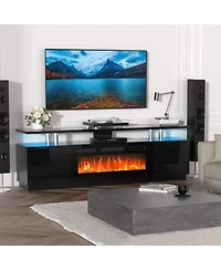 gaomon 70" Fireplace Tv Stand with 36'' Firplace, Electric Heater 12 Frame and Led Light Colors
