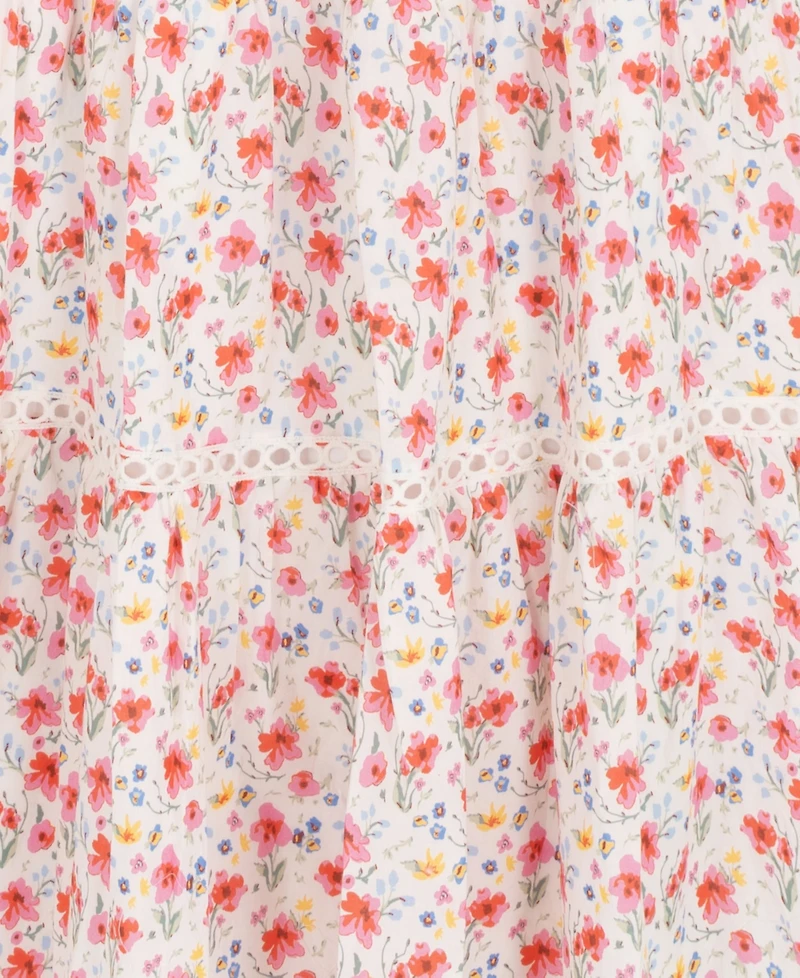 Tween Diva Girls' 7-16 Denim Faux Corset Top To Floral Printed Maxi Skirt, 2-Piece Set