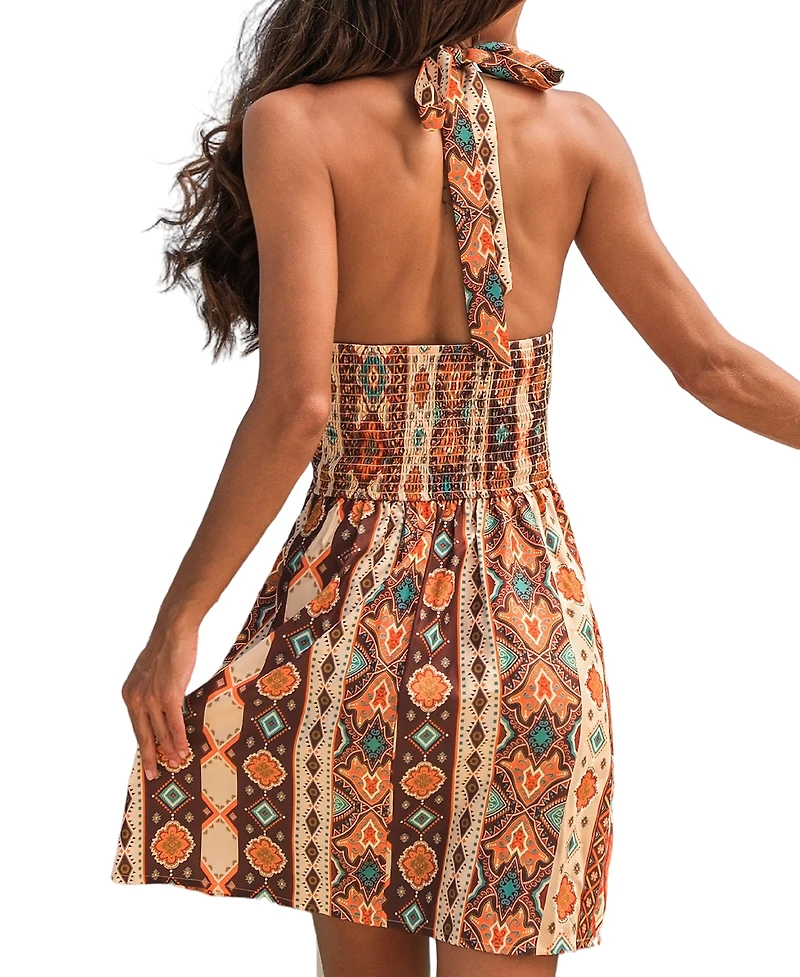 Cupshe Women's Halter Neck Boho Print Beach Dress