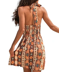 Cupshe Women's Halter Neck Boho Print Beach Dress