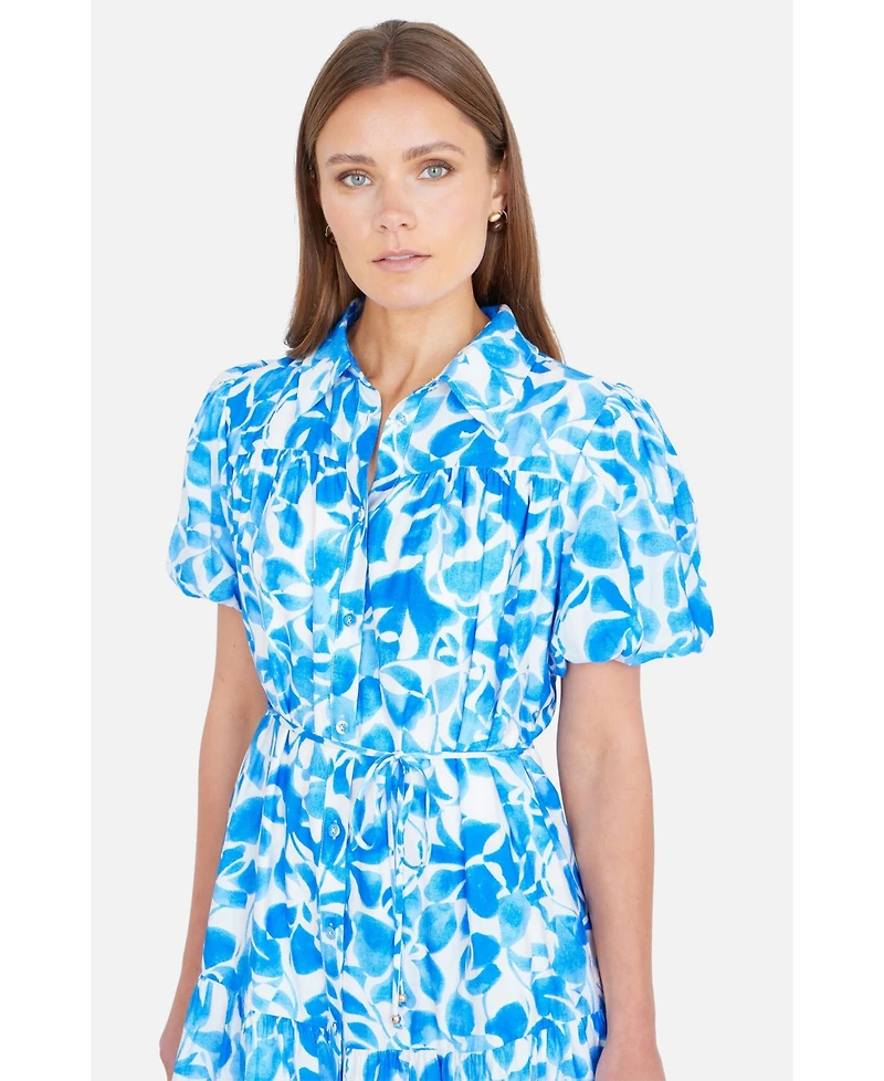 Yumi Women's Floral Print Relaxed Shirt Dress