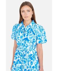 Yumi Women's Floral Print Relaxed Shirt Dress