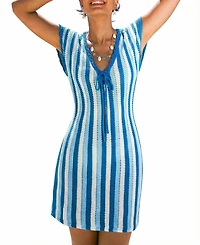 Cupshe Women's Fervor Striped Cover-Up Mini Beach Dress