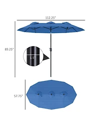 Clihome Outdoor Umbrella,Double-sided Patio Umbrella,with Push Button Tilt and Crank,3 Air Vents and 12 Ribs