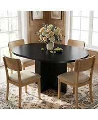 gaomon 43.3''-59'' Extendable Round Dining Table for 4-8, Kitchen Oval Dining Table with Removable Leaves