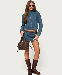 Edikted Women's Josiee Stretchy Denim Mini Skort