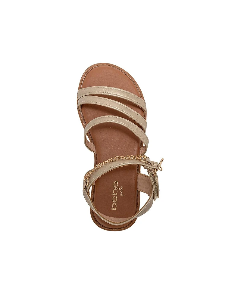 Bebe Little Girls Girl's Fashion Sandals – Dressy Shoes with Decorative Chain and Charms