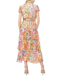 Sam & Jess Women's Tiered Floral Flutter-Sleeve Maxi Dress
