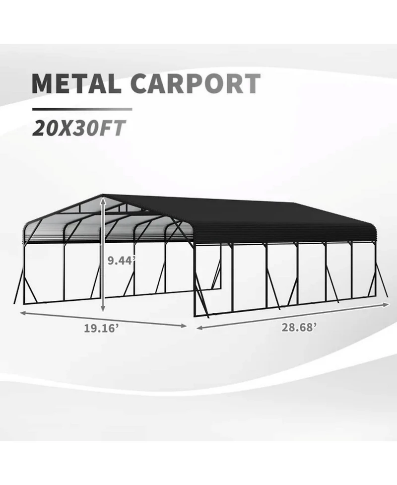 Mondawe 20x30 ft. Galvanized Steel Carport Shelter