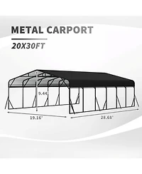 Mondawe 20x30 ft. Galvanized Steel Carport Shelter