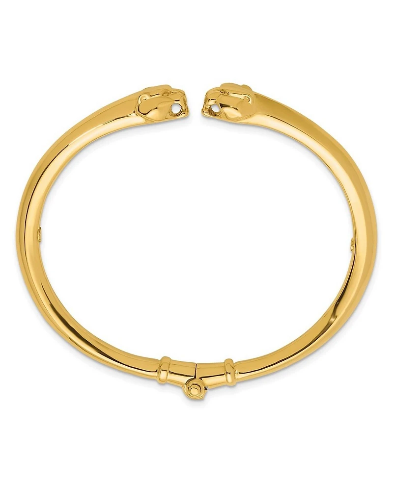 Curata Jewelry Solid 18k Gold Panther Head Hinged Cuff Stackable Bangle Cuff Bracelet