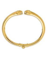 Curata Jewelry Solid 18k Gold Panther Head Hinged Cuff Stackable Bangle Cuff Bracelet