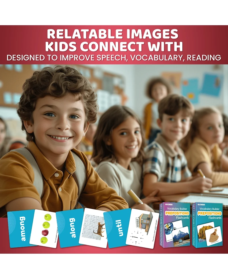 Quokka Flash Cards Set of 2 for Kids – Vocabulary Builder with Words, Sentences & Action Verbs