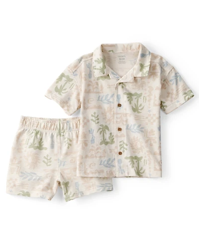 Carter's Boys' Toddler 2T-5T Palm Tree Tropical Top and Short Set, 2-Piece Set