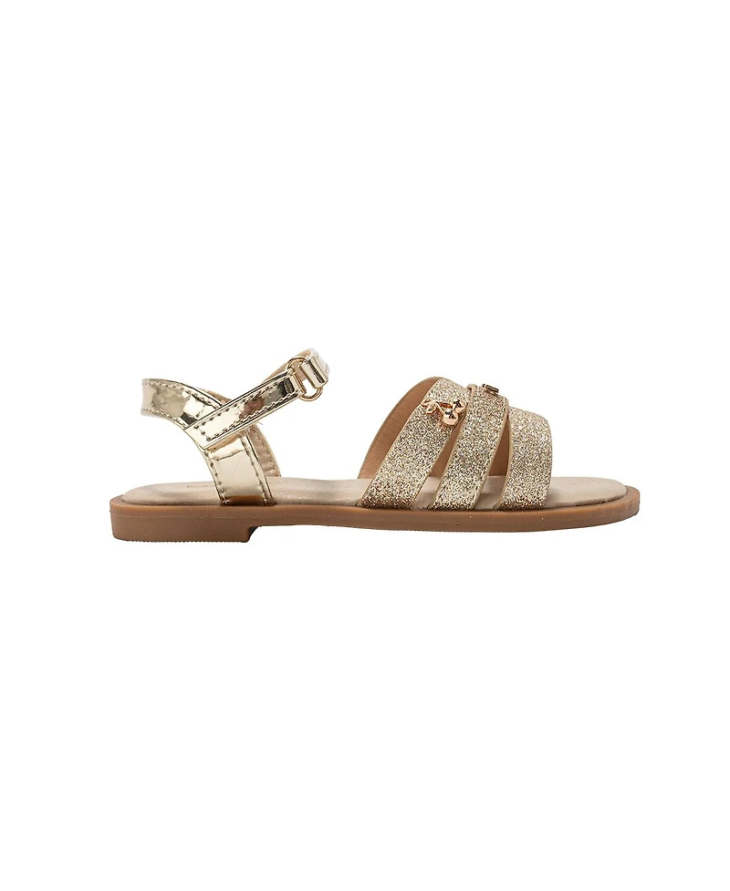 Bebe Girls Fashion Sandals – Stylish Dressy Shoes with Cherry Charm and Signature Logo Hardware