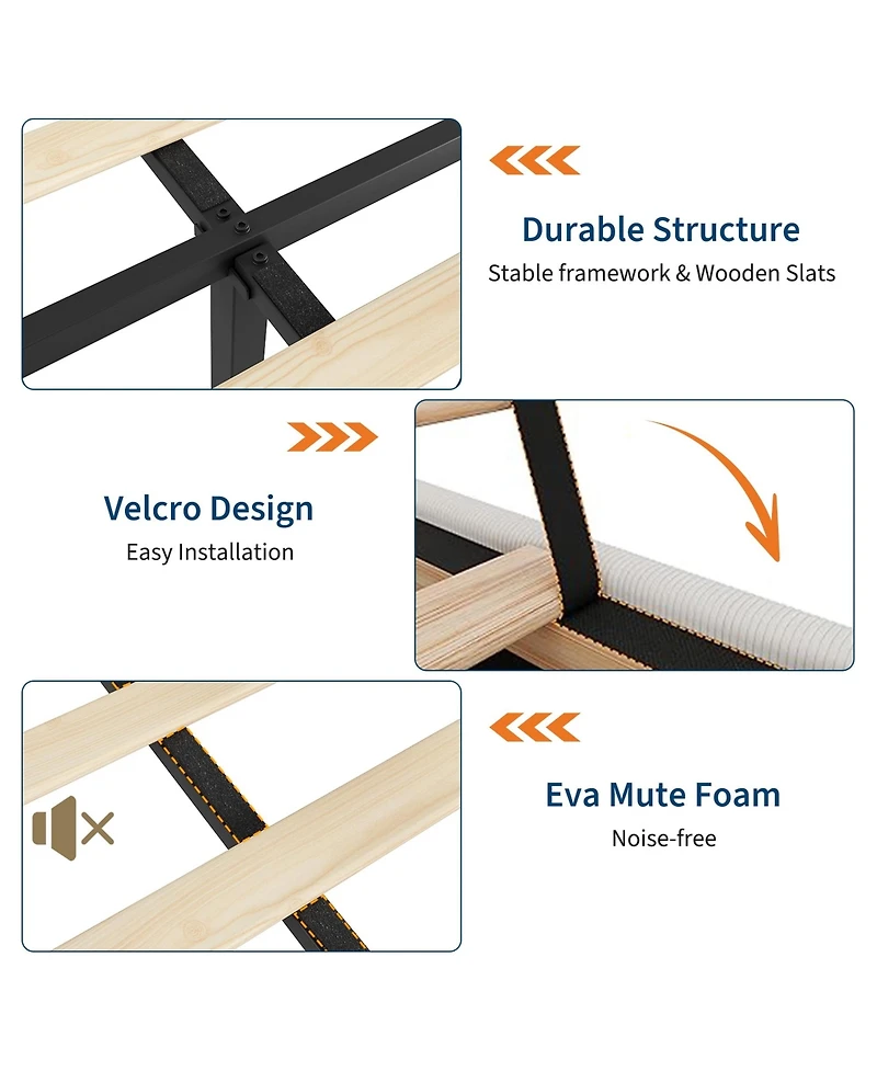 gaomon Upholstered Platform Bed Frame with Storage Drawers,Wingback with Tufted Headboard and Footboard