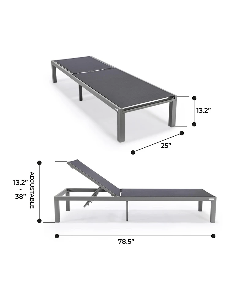 Leisuremod Marlin Patio Chaise Lounge Chair With Aluminum Frame