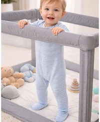 MeMoi Baby Boys Striped Shoulder Flap Footie