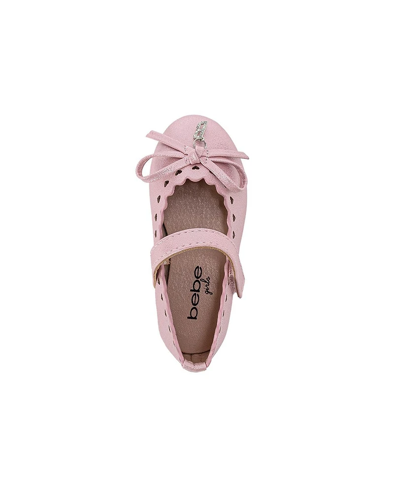 Bebe Toddler Girl's Flat with Bow and Hanging B Charm