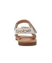 Bebe Big Girls Girl's Fashion Sandals – Dressy Shoes with Braided Detail and Flower Applique