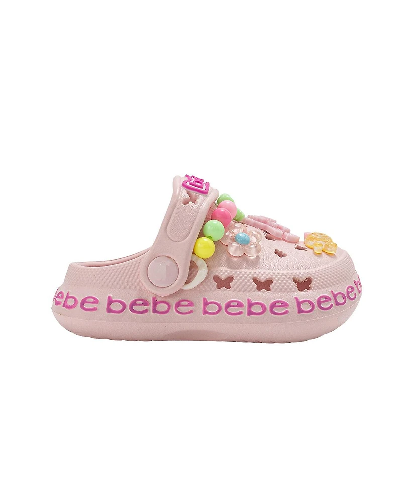 Bebe Toddler Lightweight Eva Clogs - Slip On Comfy Shoes with Bracelet and Charms