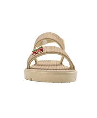 Bebe Girls Pcu Sandal with Embossed Woven and Fruit Charm