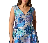 Adrianna Papell Plus Metallic Jacquard Midi Dress