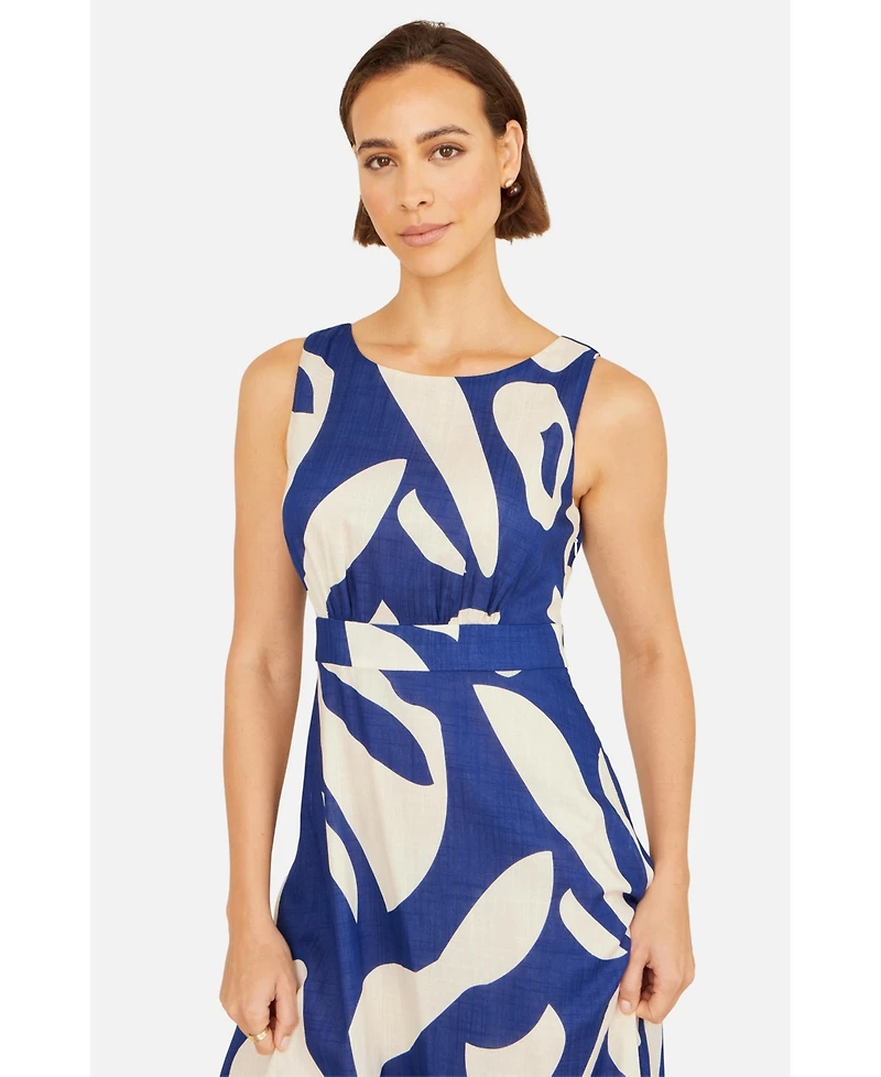 Yumi Women's Cotton Abstract Print Maxi Dress