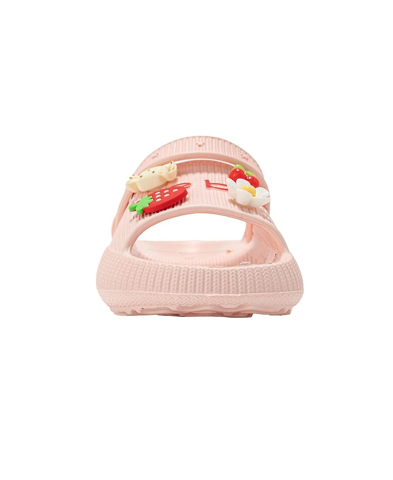 Bebe Big Girls Lightweight Eva Slide with Charms