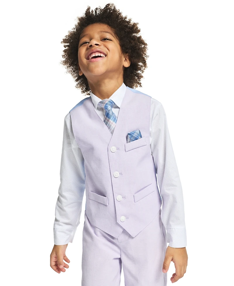 Nautica Boys' 2-7 Check Long-Sleeve Shirt, Vest, Necktie, Pocket Square & Pants, 5-Piece Set