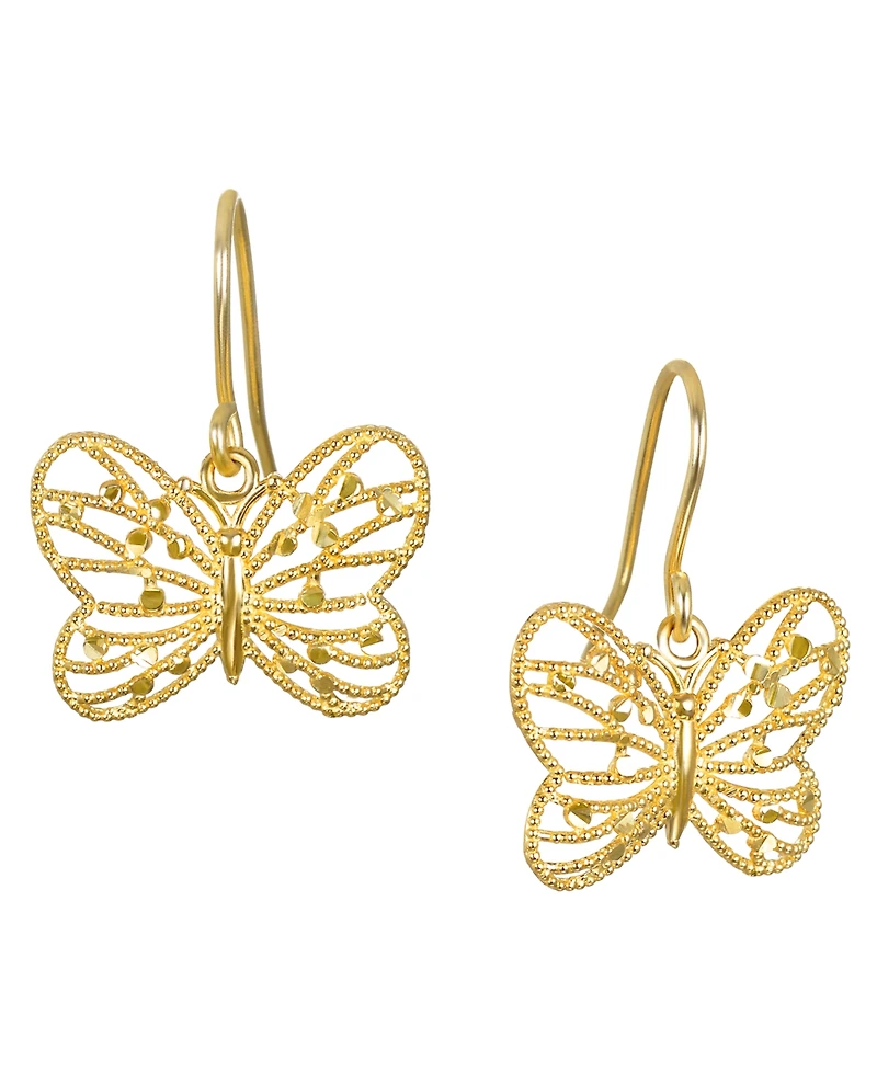 Macy's Diamond-Cut Butterfly Earrings in 10k Yellow Gold