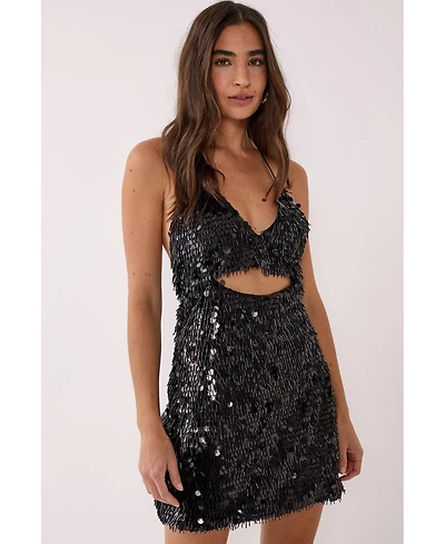 Nasty Gal Women's Disc Tassel Halter Mini Dress