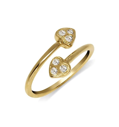 Curata Jewelry Solid 10K Gold Cubic Zirconia Cubic Love Heart Bypass toe ring
