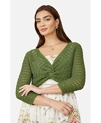 Yumi Women's Crochet Cotton Twisted Bolero Top