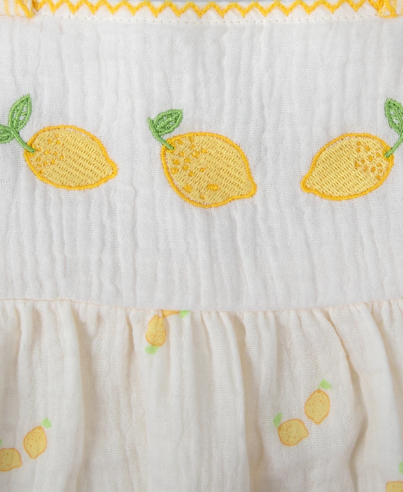 Baby Essentials Girls' Lemon-Inspired Square Neck Tank Top & Shorts, 2-Piece Set