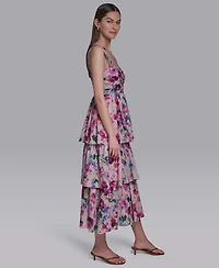 Halston Women's Square Neck Midi Dress