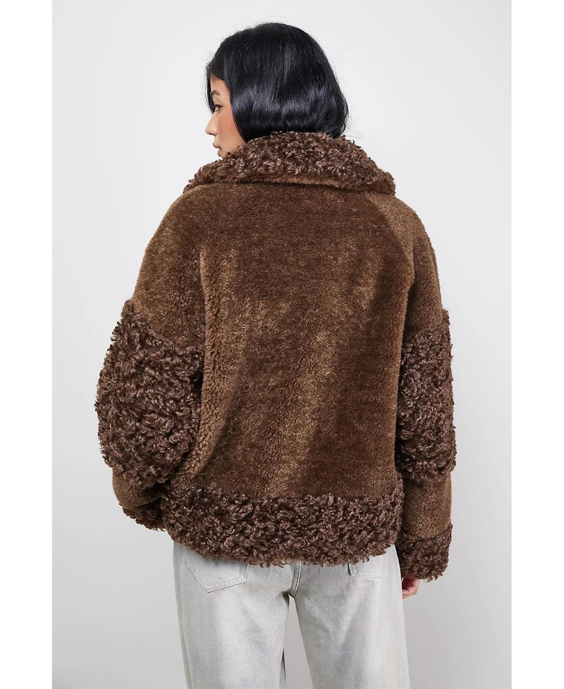 Warehouse Women's Faux Fur Mix Zip Through Jacket